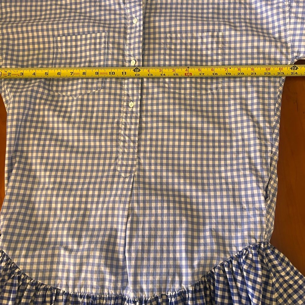 Sara Roka close gingham plaid ruffle hem shirt mini dress Size Small - Picture 4 of 13